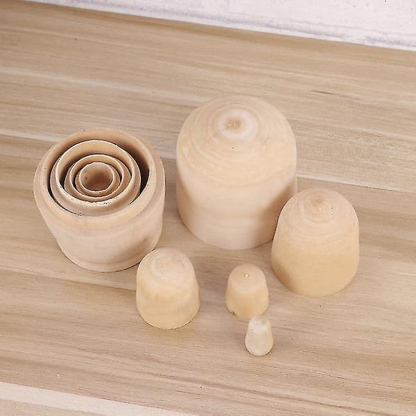 5 st DIY Matryoshka-dockor Omålade Trä Ryska Nesting Dockor För Hantverk