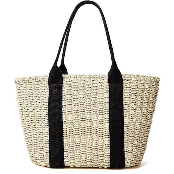 Kvinder Halm Tasker Sommer Strand Stor Tote Taske Håndlavet Vævning Skulder Crossbody Håndtaske