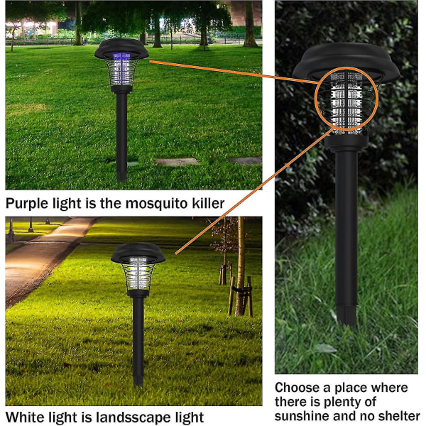 Vattentät LED-myggfångare för utomhusbruk, solcellsladdad myggdödande lampa för inomhus- och utomhusbruk