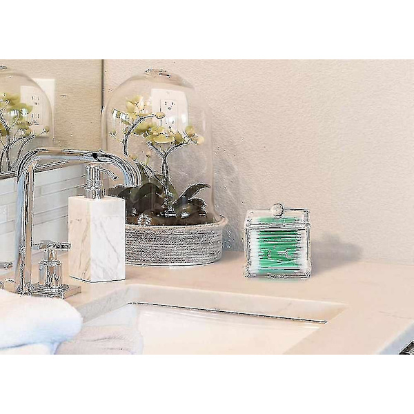 Qtip Bomuldsvatpind Dispenser Holder - Akryl Apoteker Forfængelighed Bordplade Organizer Box Krukker Til Qtips Bobby Pins Tandpirkere Bomuldskugler & Enhver Lille H