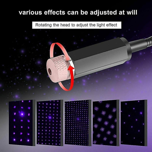 Usb holdbar Mini Star Projektionslys Led Nattelys Til Festivallampe2stk-sort