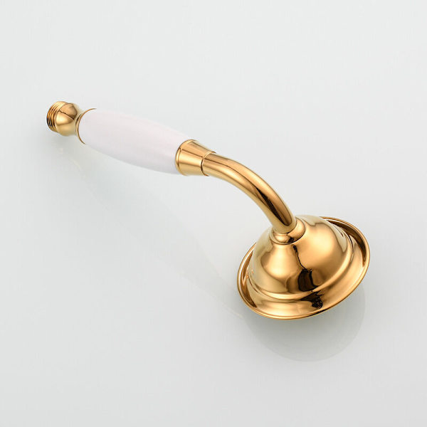 Koppar Keramisk Guld Duschhuvud Rund Bad Dusch Liten Duschhuvud Varm Kallt Duschset (Typ A Munstycke + Slang + Säte)