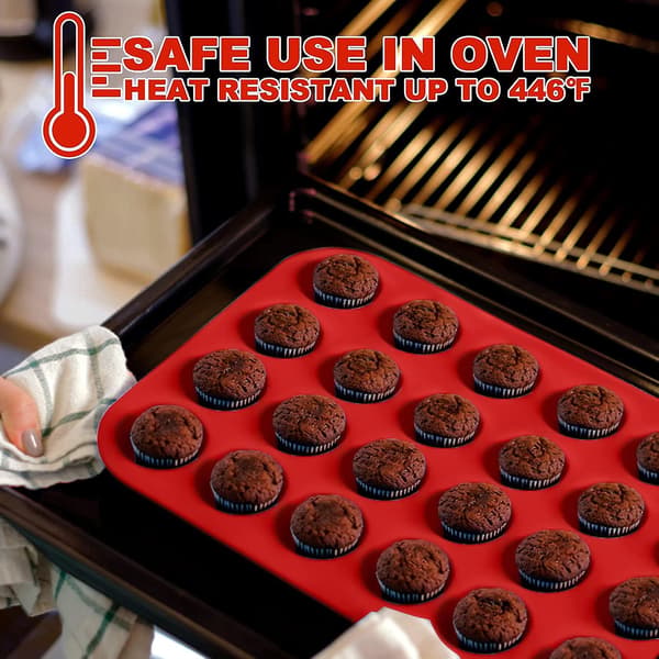 Silikone Muffinform - Mini 24 Kopper Cupcakeform. Non-Stick Silikone Bageforme