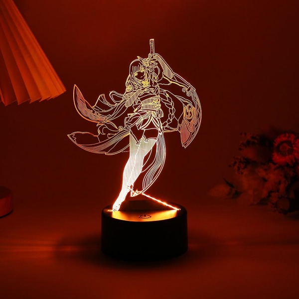 Genshin Impact 3D-nattlampa för barnkammarens inredning, animefigur Gorou LED-atmosfärsnattlampa, pojkvänsgåvor Raiden Shogun