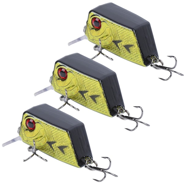 3 st Mini Cube Bete Artificial Fish Lure Fiske Tackle Verktyg med Vassa Krokar 3#