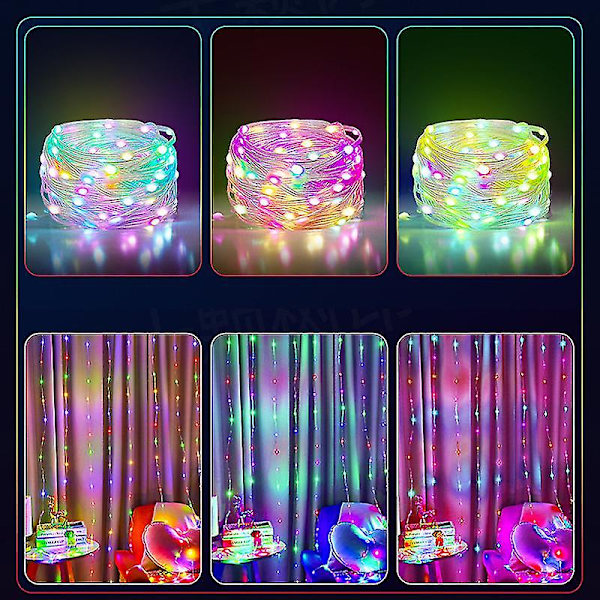 Fairy-valot pistorasiaan, Led-valot RGB-väriä vaihtavilla välkkyvillä valoilla Bluetooth-kaukosäätimellä, sovelluksella ohjattavat Fairy-valot