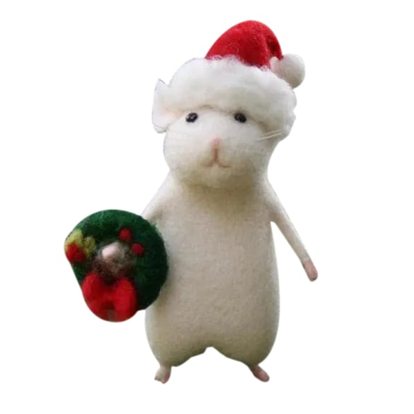 Halloween mus nålfiltad julmus med en gåva, nålfiltad mus, nålfilt miniatyrdjur（D）