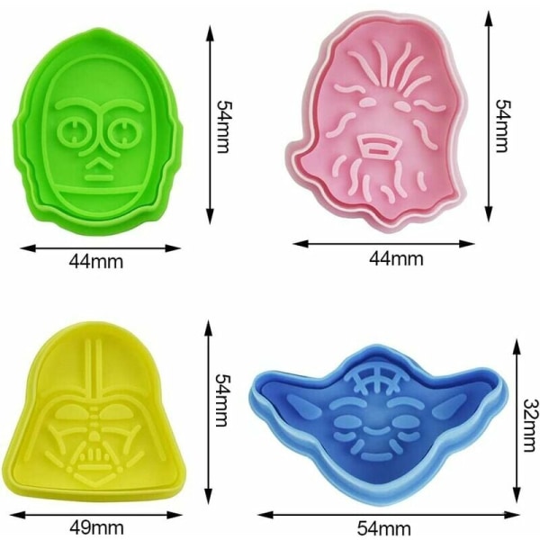 4 st Take Away Star Wars-mynt Take Away Cookies Flerfärgad Plastform Kakform Kakform (Slumpmässig färg)