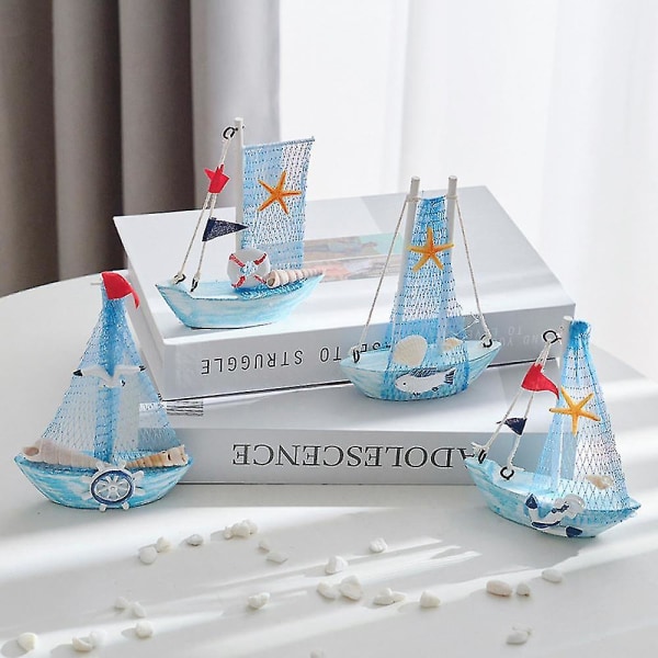 Mike 1 mini træ sejlbåd model dekoreret med nautisk tema dekoreret model bryllup boligindretning