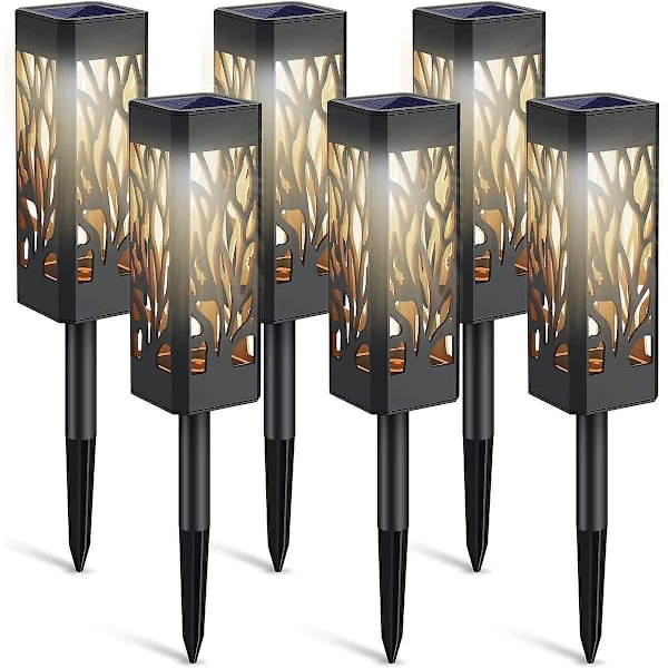 Solcellelysgård LED solcellelampe hagelys bruk utendørs 6 stk varm hvit LED solcellelykt vanntett IP55, Dekorativ solcellelampe landskap l