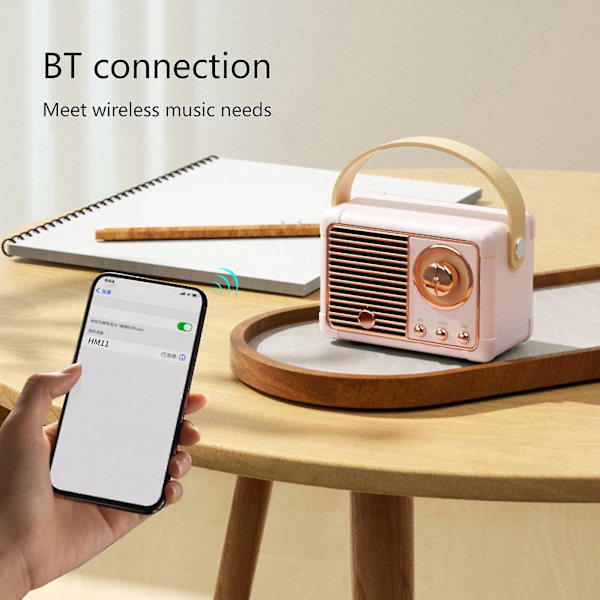 Hm11 Bärbar Musikspelare Mini Retro Uppladdningsbar Högtalare Radio Utomhus Resa（Vit）