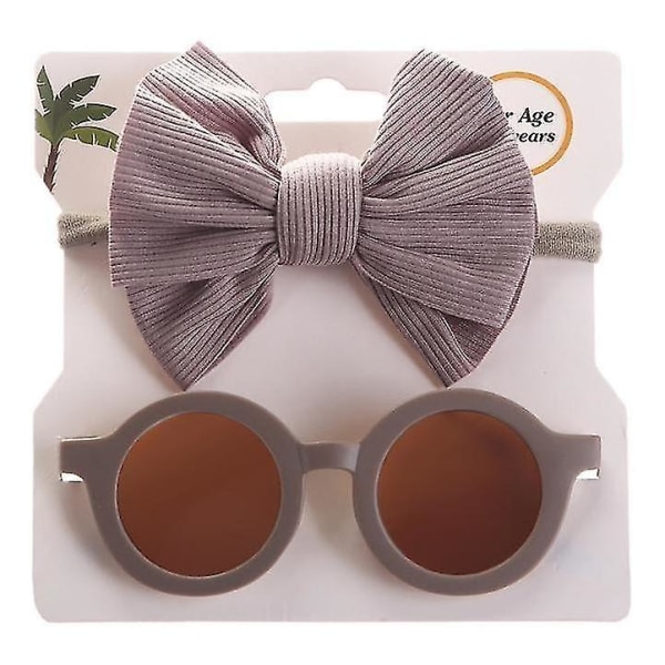 Boys Sunglasses Strap Combination Set Sunshade Glasses Pit Strip Cotton Solid Color Bow Headband (1pcs)