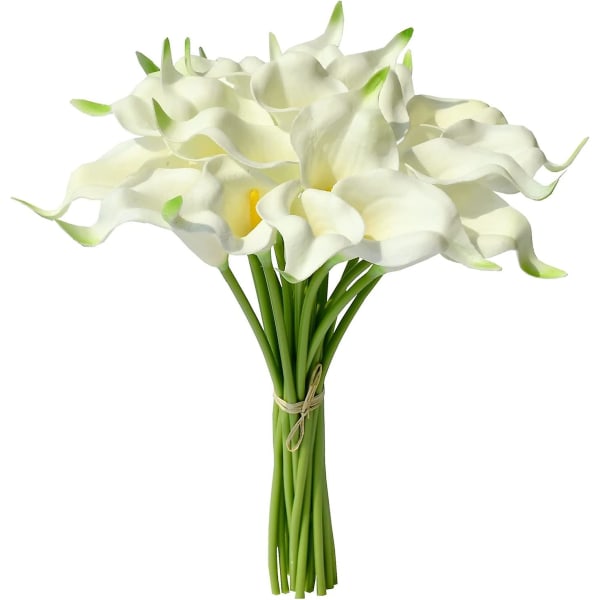 20 st Vita blommor Konstgjorda Calla Lily Silk Flowers 13,4" För hemkök & bröllop