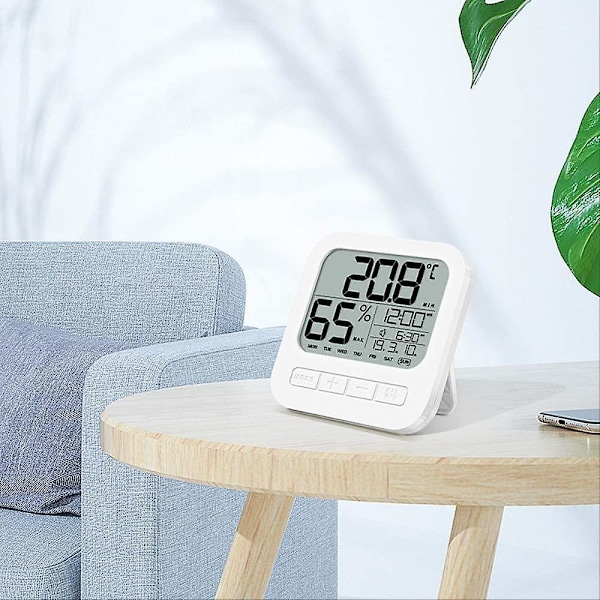 Vekkerklokke LCD-termometer og hygrometer vekkerklokke hjem elektronisk digital temperatur- og fuktighetsalarmklokke