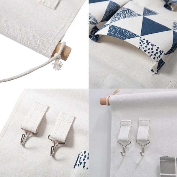 Väggmonterade förvaringsväskor med 5 fickor, vattentät hängande arrangör för vardagsrum, badrum, sovrum, kök, 33 x 57 cm (grårutig)