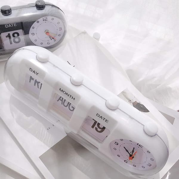 Kvarts väckarklocka datum timer batteridriven kalender skrivbordsdisplay flip digital