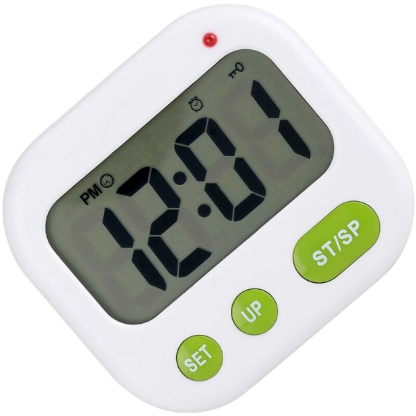 Musik/Vibrations digital LCD-väckarklocka, elektronisk kökstimer med bakgrundsbelysning