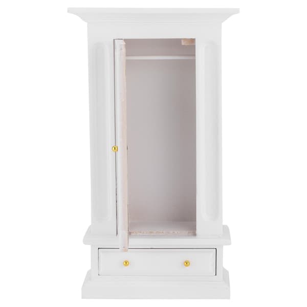 Hvid træ dukkehus miniature garderobe legetøj - simuleret møbelmodel tilbehør