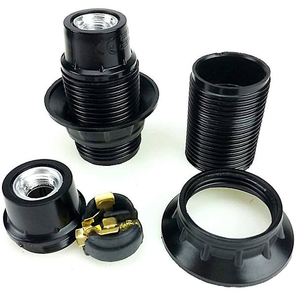 Sort E14 skrue, E14 pæreholder, 4 stk. E14 fatning, E14 fatning pære, solid pære fatning, sort adapter fatning, lampe fatninger dekoration C