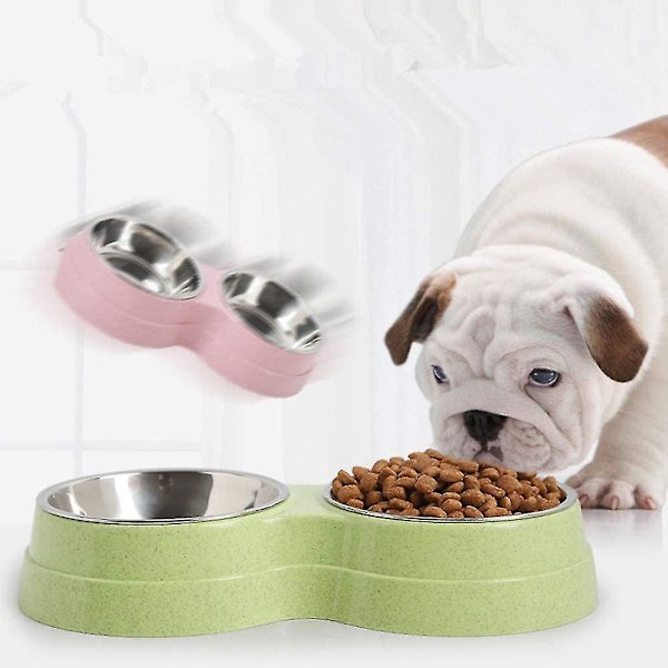 Rustfrit stål katteskål 2 i 1 Anti Glutton katte hundeskål, langsom fodringsskål interaktiv skridsikker P