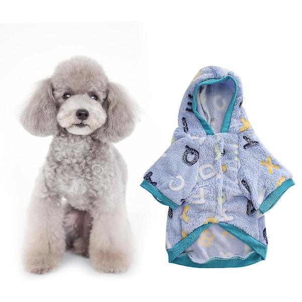 Blå plysch husdjur hoodie kostym för hundar - mjuk och bekväm kläder för vår och höst