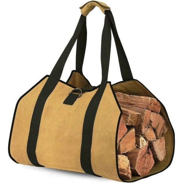 Canvas Vedväska Spis Träförvaring Väska Stor Kapacitet Utomhus Vedhållare Vaxad Vedhållare med Handtag Högpresterande Ved Bärväska (99 x 46 cm)