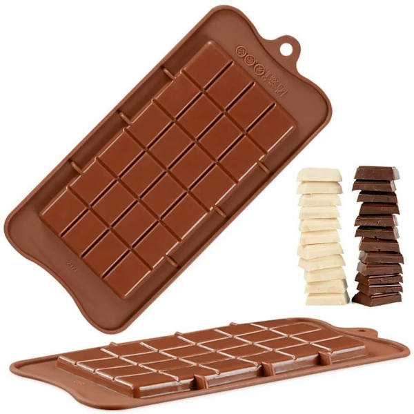 2 stycken silikonformar för choklad, chokladform i silikon, 48 chokladbitar, brytbar form, chokladkaka, chokladkaka