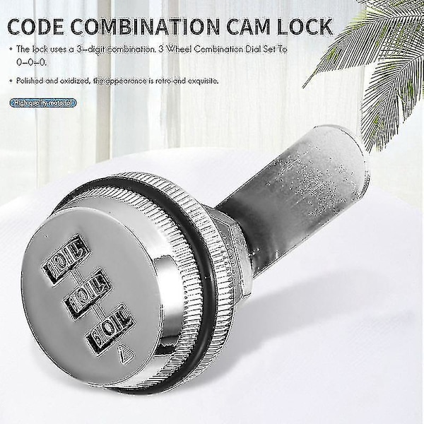 Alloy Kodkombination Cam Lock Nyckellös Post Brevlåda Skåp Rv 3 Vred Silver