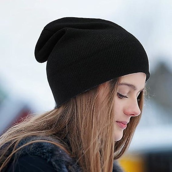 Beanie Til Mænd Kvinder Vinter Hatte Mode Komfortable Bløde Kasketter Sort