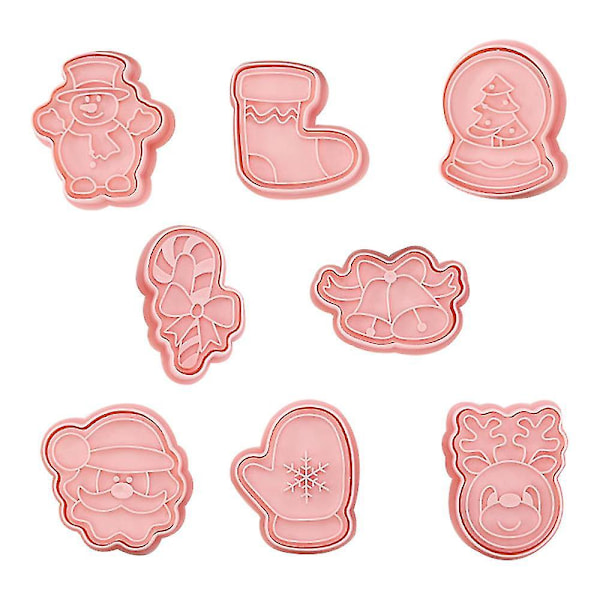 Christmas Themed Three-dimensional Fondant Biscuit Diy Baking Tool With Plunger Stamps Set, Gingerbr