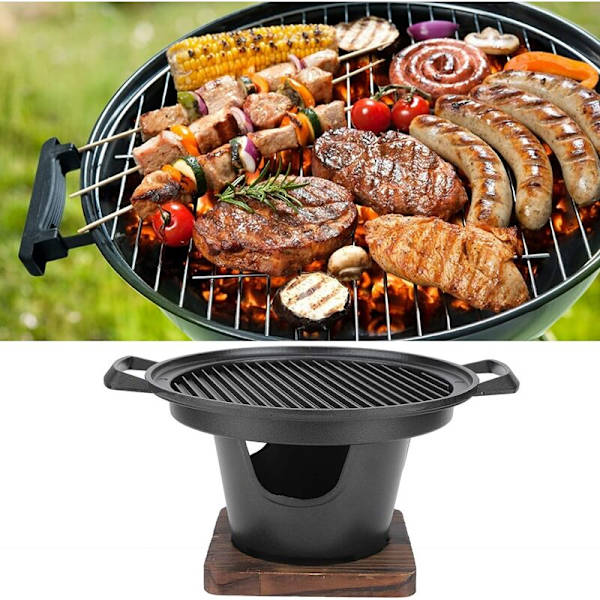 Kolgrill i rostfritt stål, rökfri, bärbar minivagn, kraftig rund, kraftig belagd stålram för utomhusmatlagning, camping, picknick