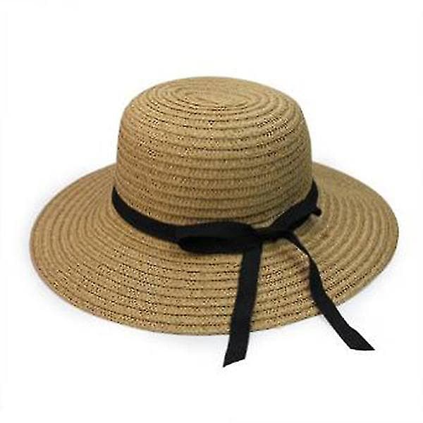Solhatte til kvinder, strandhat til kvinder, bredskygget strandhat, bredskygget solhat til kvinder (kaffe)