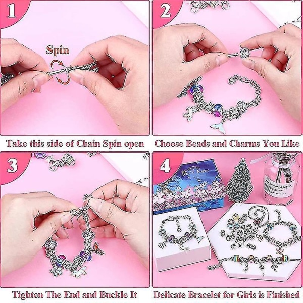 112 stk. julesmykkefremstillingssæt charmearmbånd halskæder til stede Pandora legeringsperlesæt gør det selv-barnearmbånd