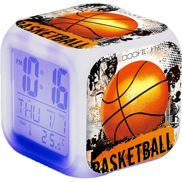 Led väckarklocka basketboll sport design skrivbord bordsklocka lysande elektronisk