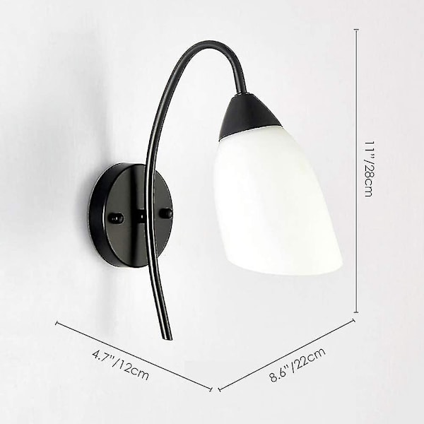 Modern minimalistisk design E27 blommig frostad glasvägglampa kompatibel med matsal vardagsrum (svart)