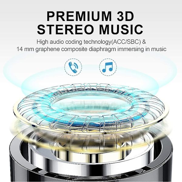 Trådlösa öronsnäckor Bluetooth 5.0 hörlurar inbyggd mikrofon brusreducering 3d stereo headset i örat öronproppar Ipx5 vattentäta luftknoppar(svart)
