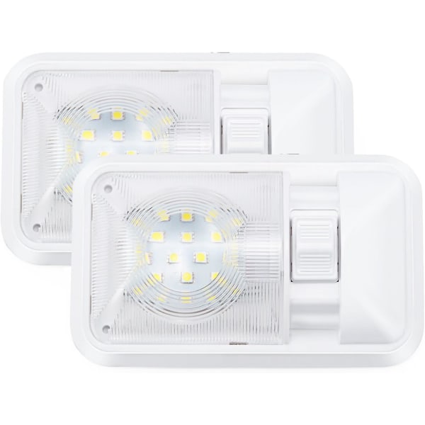 2 stk. 12V LED-indvendige lys Auto Caravan LED-lampe Naturlig hvid pære med afbryder til bil, køretøj, lastbil, trailer, autocamper, båd, loftslys