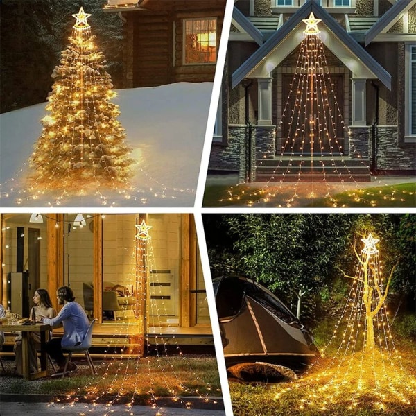 3,5 m soldrivna vattentäta LED-slingor med 8 ljuslägen för trädgårdsbröllopsfest juldekoration