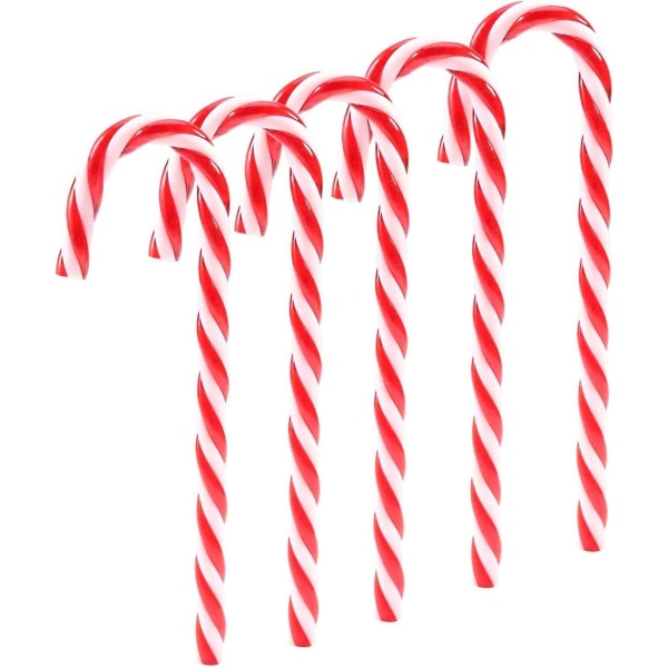 Set med 12 hängande plastdekorationer som är kompatibla med julgran (röd + vit)