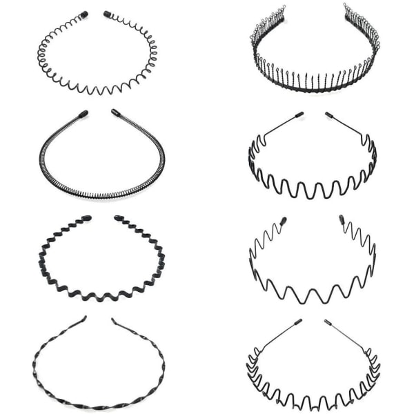Pannband osynligt sportpannband vågigt hårnål (8 delar)