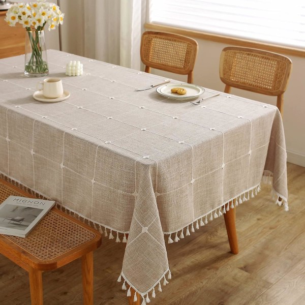 Jiale Tablecloths For Rectangle Tables,cotton Linen Table Cloth Waterproof Tablecloth Wrinkle Free Farmhouse Dining Table Cover,soft Fabric Table Clot