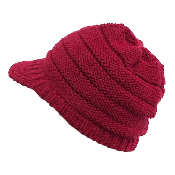Dame Solid Stitching Udendørs Plys Huer Hæklet Strikket Beanie Cap Spids Cap