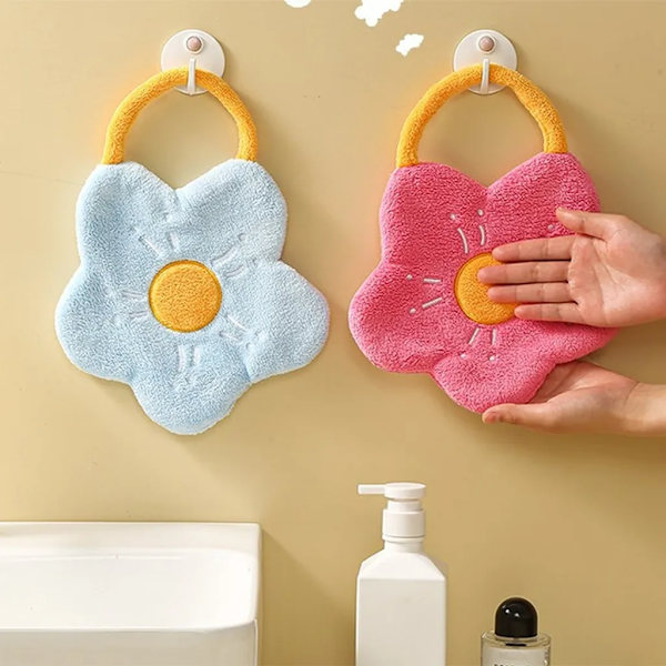 4X Blomformad Handduk, Snabbtorkande Korallfleece Handdukar, Återanvändbar Absorberande Handduk för Kök och Badrum