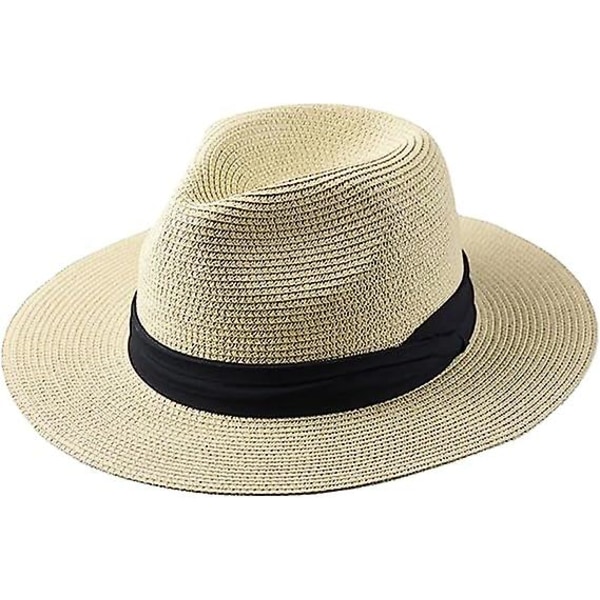 Beach Wide Eaves Straw Hat Sommar Europa Och USA Vind Flat Eaves Jazz Hat Hundred Take Panama Summer Travel Cap, Vit