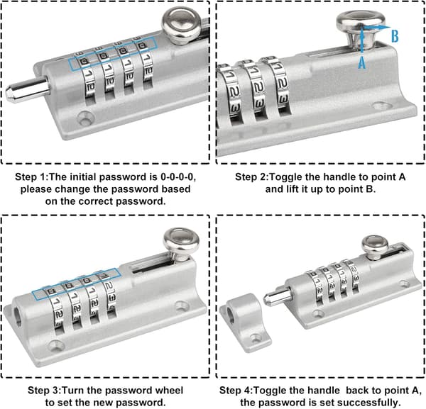 120mm kombinationsbult 4-positions unikt kombinationslås silver Silver