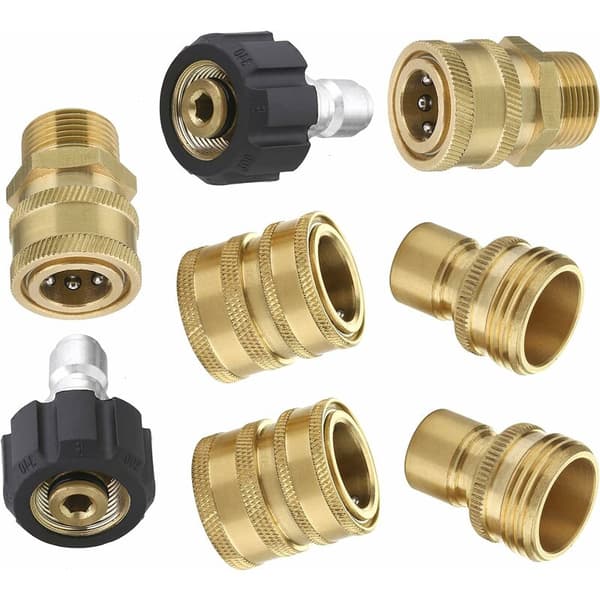 8-delad högtryckstvätt adapter set M22, roterbar, 3/8\" snabbkoppling, 3/4\" snabbkoppling