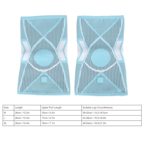 20241 Par Sports Knäskydd Andningsbar Nylon Stickad Kompressions Knäskydd Stöd för Kvinnor Män Löpning Klättring Vandring Himmel Blå XL