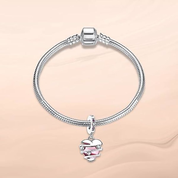 925 Sterling Silver Hjärta Kärlek Berlocker Dam Pärlor Charm Girl Hänge Berlock kompatibel för europeiska armband och halsband