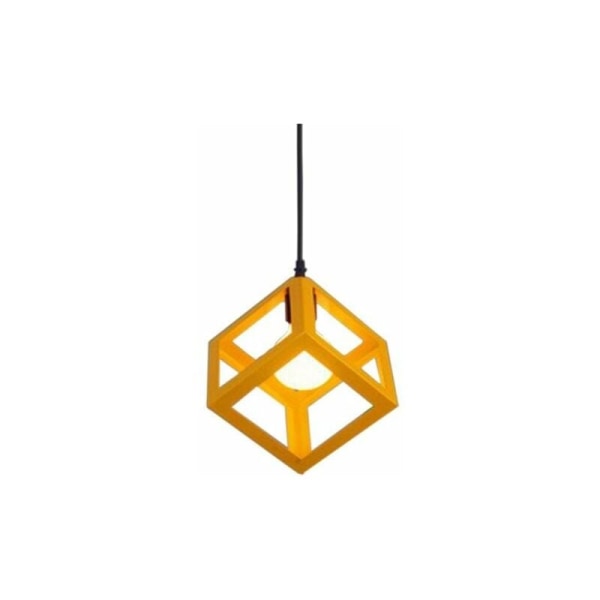 Cham Chandelier Contemporary Industrial Suspension i fyrkantig kubform för restaurang, matsal, bar, gul