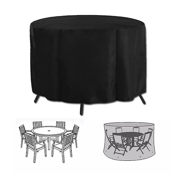 Utomhus trädgårdsmöbler regnskydd svart möbler bord stol set vattentätt överdrag runt soffa trädgård uteplats regndammsskydd（325*95cm）